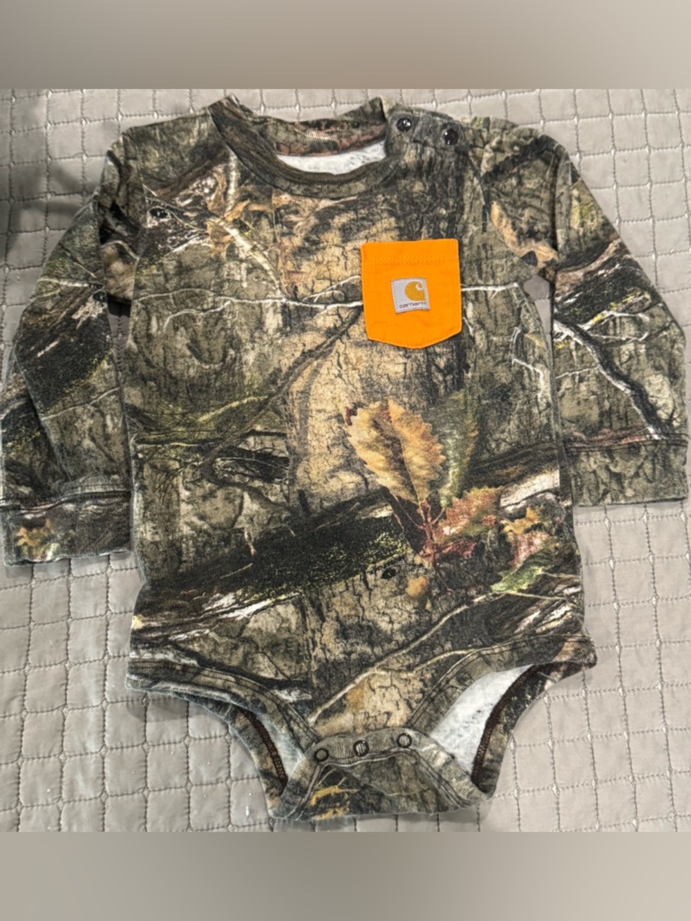 Carhartt Orange Pocket Camo Infant Bodysuit